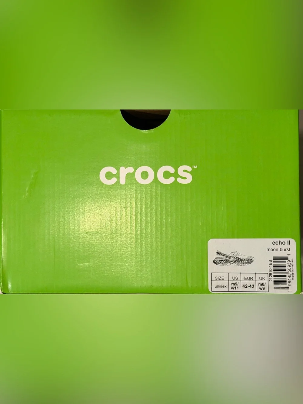 NIB CROCS Echo II Moon Burst Clog in White/Lime/Orange, Men’s 9 - Women 11